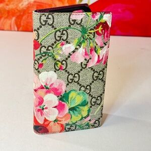 Gucci Floral Monogram Phone Case Wallet - Pink, Green & Beige